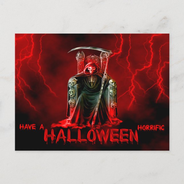 Halloween Postcard/Grim Reeper with Lightening Postcard (Front)