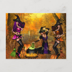 Halloween Postcard with Witches