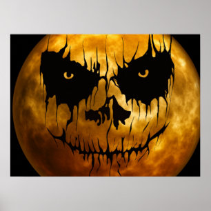 Halloween Poster-Scary Moon Face Poster