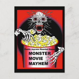 Halloween Poster Skeleton Eating Popcorn Postcard