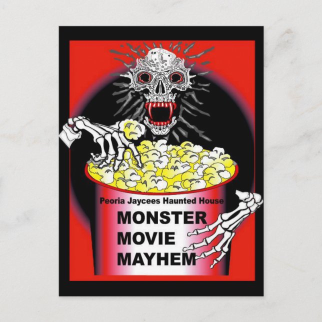 Halloween Poster Skeleton Eating Popcorn Postcard (Front)