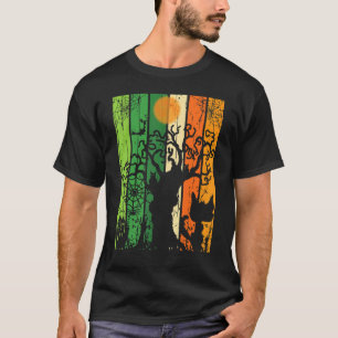 Halloween Poster Spooky Cat Spider Tree T-Shirt