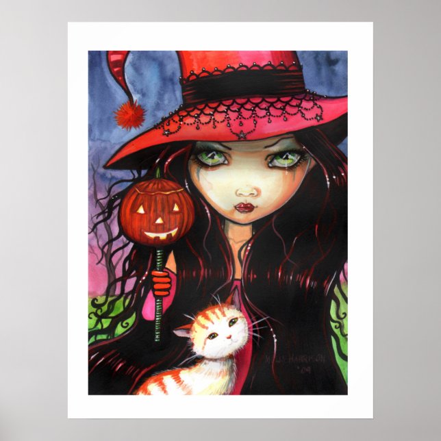 Halloween Poster Witch Cat by Molly Harrison (Front)