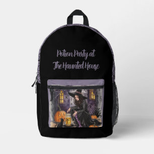 Halloween,Potion Party at The Haunted House Printed Backpack