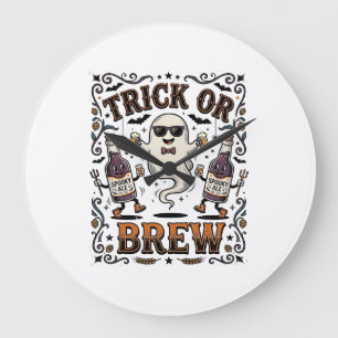 Halloween Potion Trick or Brew Vintage Engraved Hu Large Clock