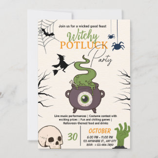 Halloween Potluck Party Invitation Card