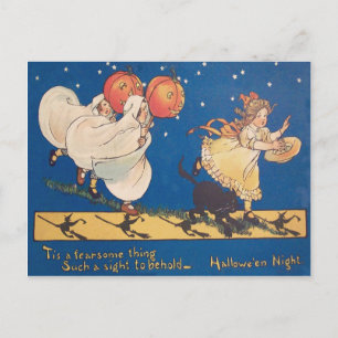 Halloween Prank Ghost Costume Black Cat Postcard