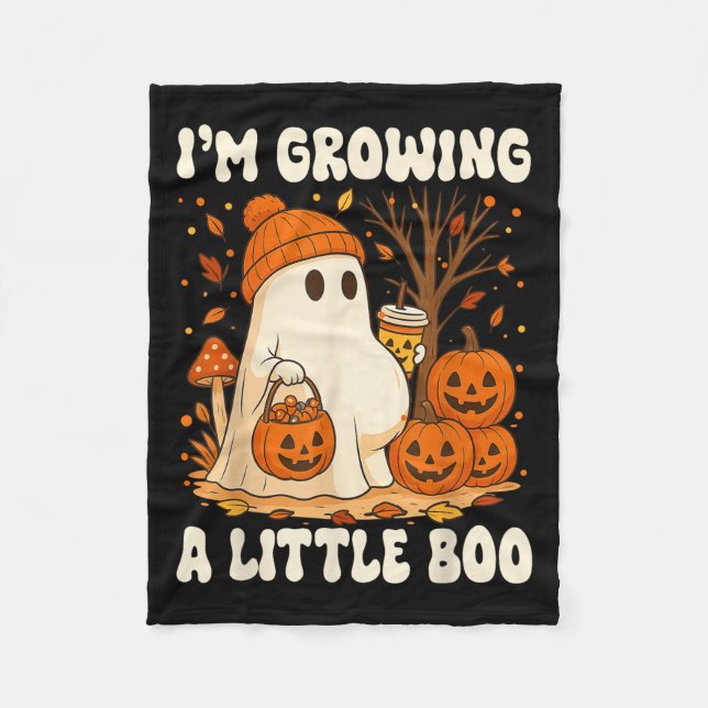 Halloween Pregnancy Announcement I'm Growing A Lit Fleece Blanket (Front)