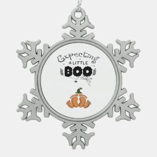 Halloween Pregnancy Mum To Be Expecting Little Boo Snowflake Pewter Christmas Ornament