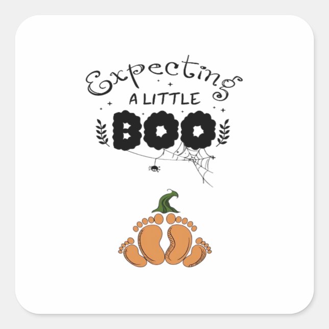 Halloween Pregnancy Mum To Be Expecting Little Boo Square Sticker (Front)