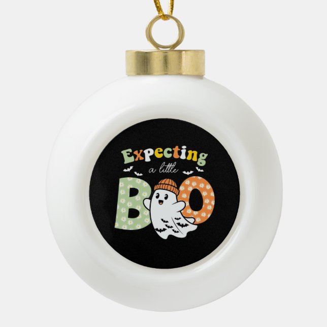 Halloween Pregnancy Pregnance Mum To Be Expecting  Ceramic Ball Christmas Ornament (Front)