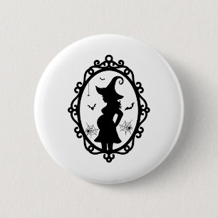 Halloween Pregnant Witch And Mirror Witch Costume  6 Cm Round Badge