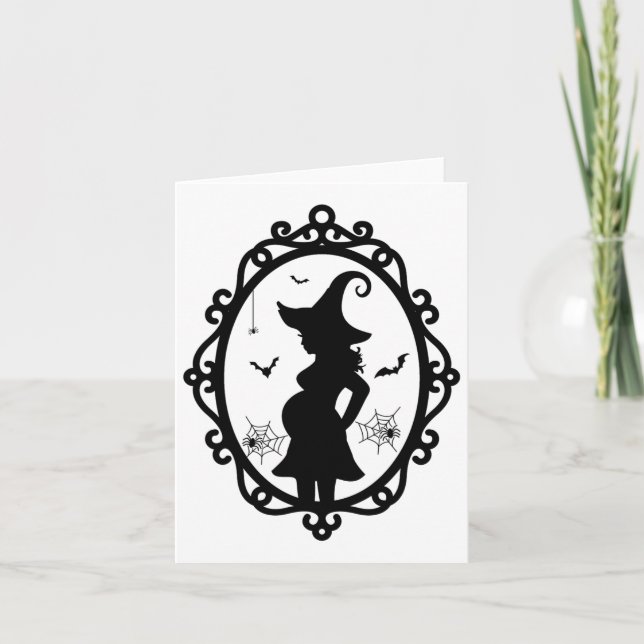 Halloween Pregnant Witch And Mirror Witch Costume  Card (Front)