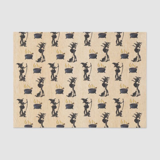 Halloween Pregnant Witch Baby is Brewing Shower Tissue Paper (Front)