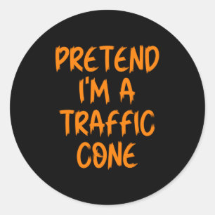 Halloween Pretend I'm A Traffic Cone Costume Lazy  Classic Round Sticker