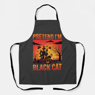 Halloween Pretend I'm Black Cat Haunted House Grap Apron