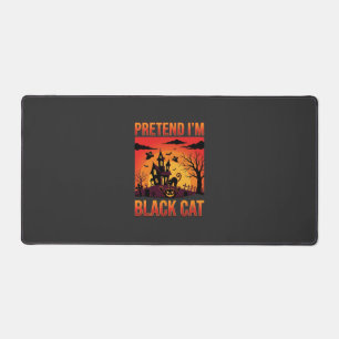 Halloween Pretend I'm Black Cat Haunted House Grap Desk Mat