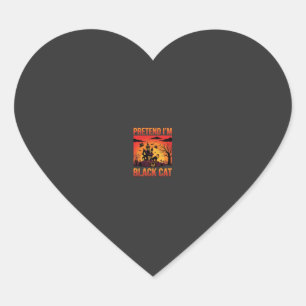 Halloween Pretend I'm Black Cat Haunted House Grap Heart Sticker