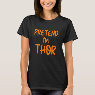 Halloween Pretend I'm Thor Costume Funny Lazy Kids T-Shirt