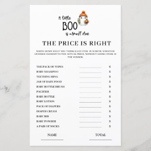 Halloween Price is Right Baby Shower Game Card