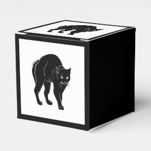 Halloween Prowling Black Cat Silhouette Drawing Favour Box