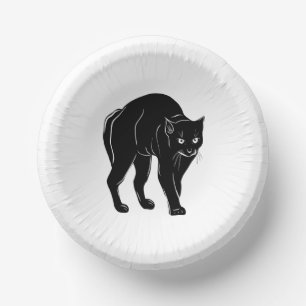 Halloween Prowling Black Cat Silhouette Drawing Paper Plate