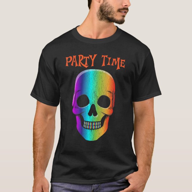 Halloween Psychedelic skull mask Halloween costume T-Shirt (Front)