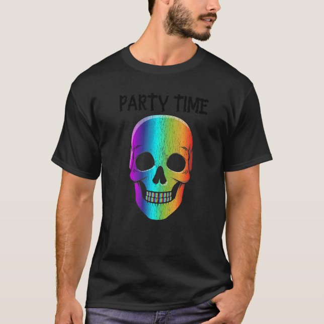 Halloween Psychedelic skull mask Halloween costume T-Shirt (Front)