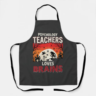 Halloween Psychology Teacher Loves Brains Horror Apron