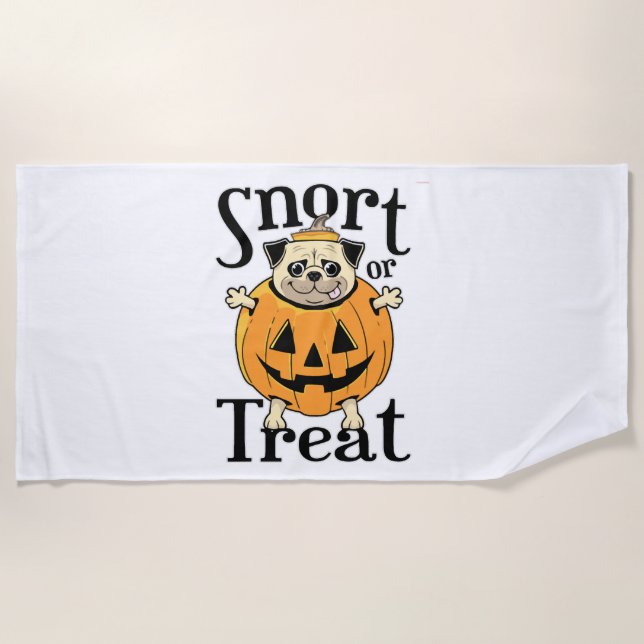 Halloween Pug Beach Towel (Front)