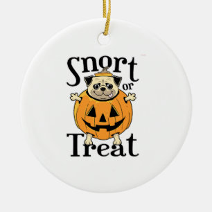 Halloween Pug Ceramic Ornament