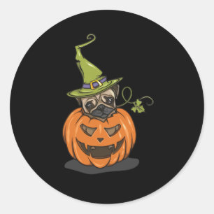 Halloween Pug Classic Round Sticker
