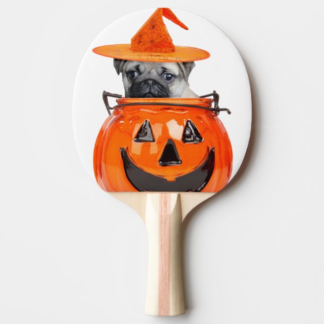Halloween pug dog ping pong paddle (Front)