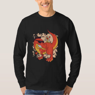 Halloween Pug Dog Riding A T Rex T-Shirt
