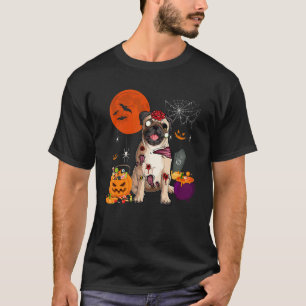 Halloween Pug Dog Scary Zombie Costume Candy Baske T-Shirt