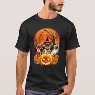 Halloween pug Dogs Mummy Witch Demon Costumes T-Shirt