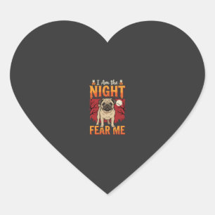 Halloween Pug I Am the Night Fear Me Heart Sticker
