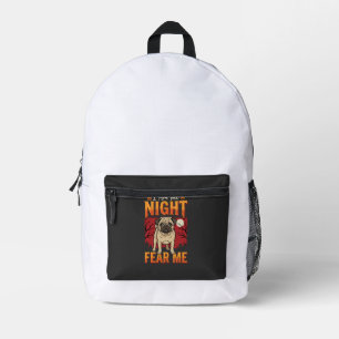 Halloween Pug I Am the Night Fear Me Printed Backpack