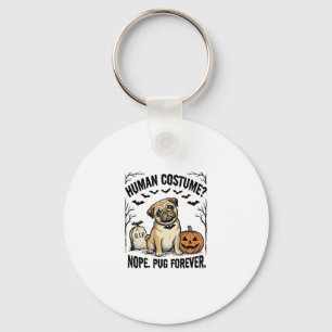 Halloween Pug Shirt Vintage Funny Dog Costume Art_ Key Ring