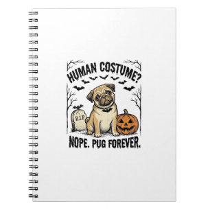 Halloween Pug Shirt Vintage Funny Dog Costume Art_ Notebook