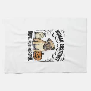 Halloween Pug Shirt Vintage Funny Dog Costume Art_ Tea Towel
