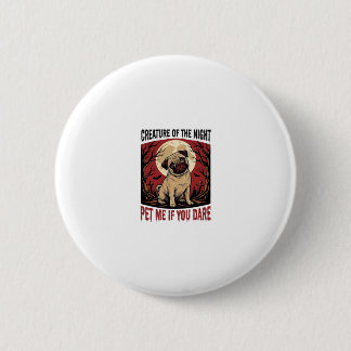 Halloween Pug Shirt with Spooky Graveyard Vintage 6 Cm Round Badge