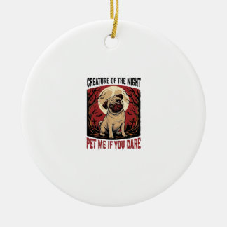 Halloween Pug Shirt with Spooky Graveyard Vintage Ceramic Ornament