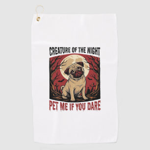 Halloween Pug Shirt with Spooky Graveyard Vintage Golf Towel