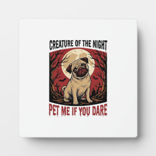 Halloween Pug Shirt with Spooky Graveyard Vintage Plaque