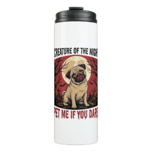 Halloween Pug Shirt with Spooky Graveyard Vintage Thermal Tumbler