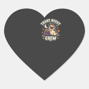 Halloween Pug Treat Night Heart Sticker