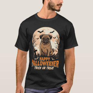 Halloween Pug Trick or Treat Moon T-Shirt