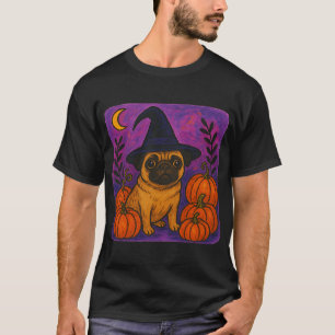 Halloween Pug Witch Pumpkins Cute Spooky Dog T-Shirt