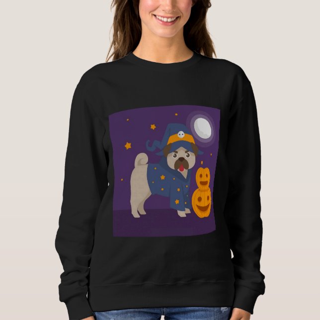 HALLOWEEN PUG WITH PUMPKIN Essential T-Shirt 220 Sweatshirt (Front)